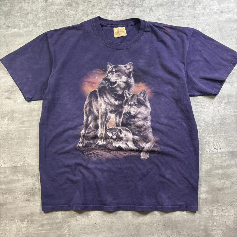 Vintage The Mountain Purple Wolf Graphic Nature Tee